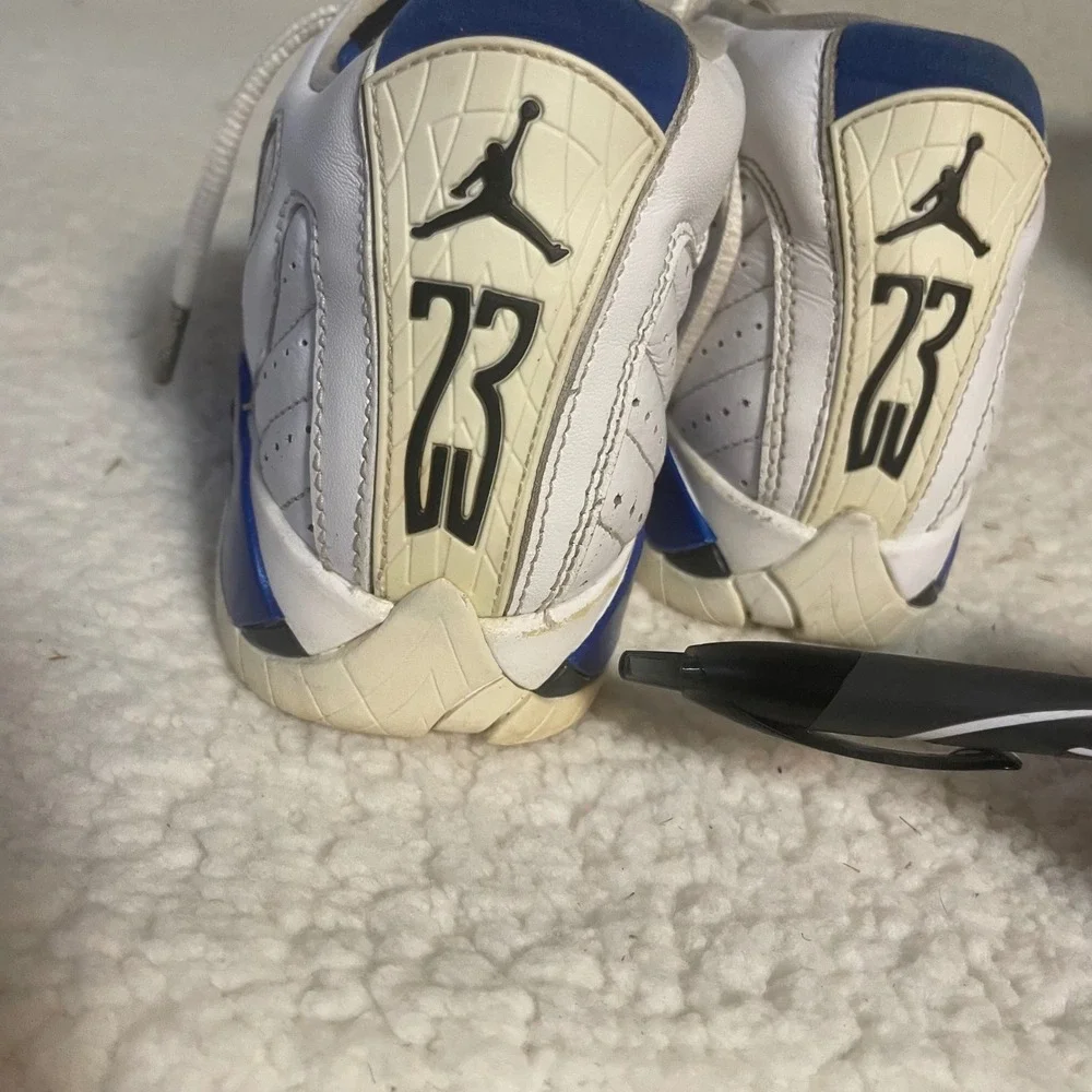 Jordan‎ 14 Retro Low Hyper Royal White Blue Sneakers 487524-104 4Y Womens 5.5